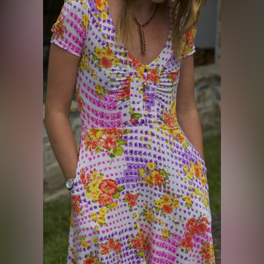 Free People floral mini dress stretch XS